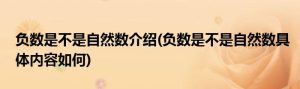 负数是不是自然数（负数是不是自然数答案）